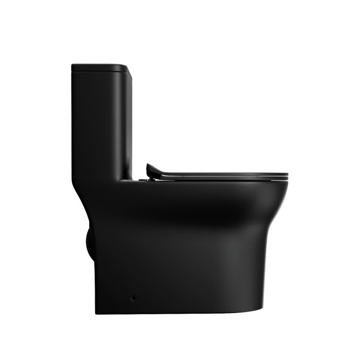 Matte Black Dual Flush Elongated One-Piece Toilet - Modland