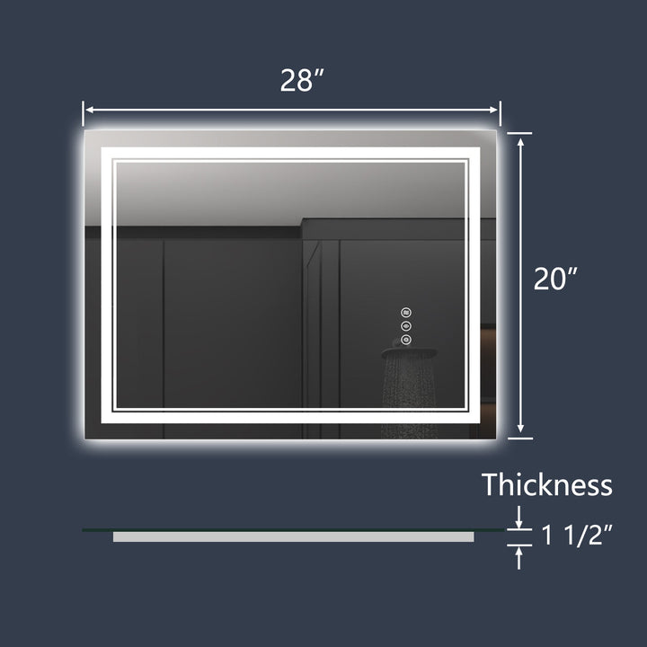 Linea 20" W x 28" H LED Mirror Bathroom with Energy-Efficient Lighting - Modland