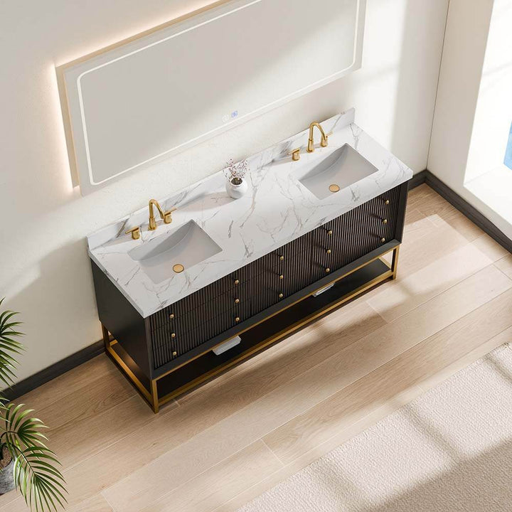 72 inch black modern bathroom vanity top closed