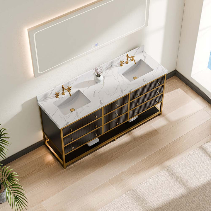 72 inch luxury modern black double sink vanity