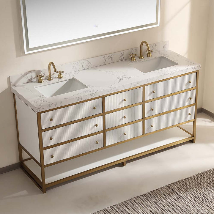 72 inch luxury modern white double sink vanity