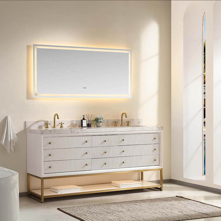 72 inch white modern bathroom vanity side closed