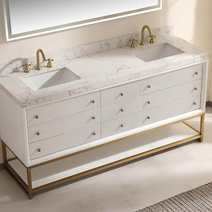 72 inch white modern bathroom vanity top closed