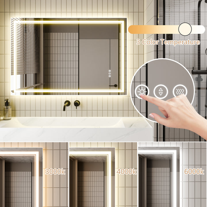 48x32 LED Bathroom Vanity Mirror with Anti Fog Memory Function - Modland