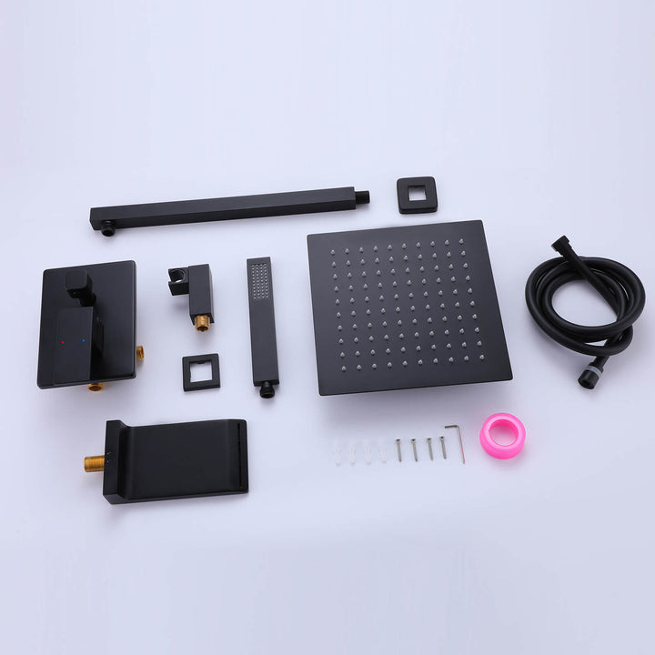 Complete Matte Black Shower System Set