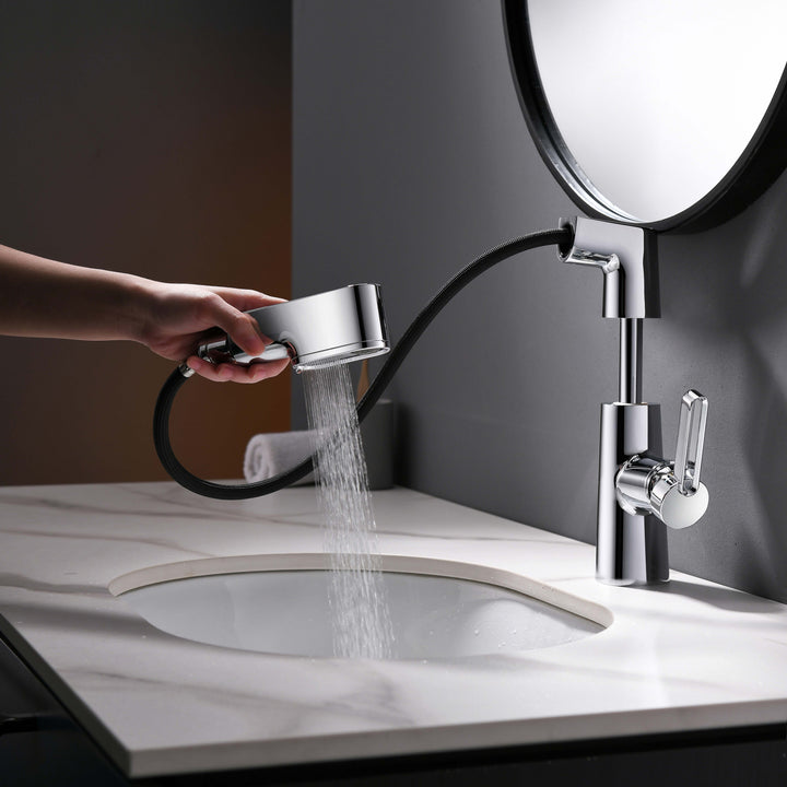 Contemporary Single-Hole Deck Mounted Faucet, Multi-Functional Faucet - Modland