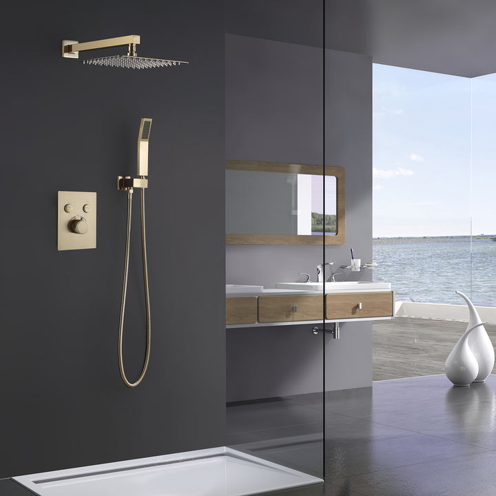 Luxury Wall Mounted Thermostatic Shower System With Rough-In Valve - Modland