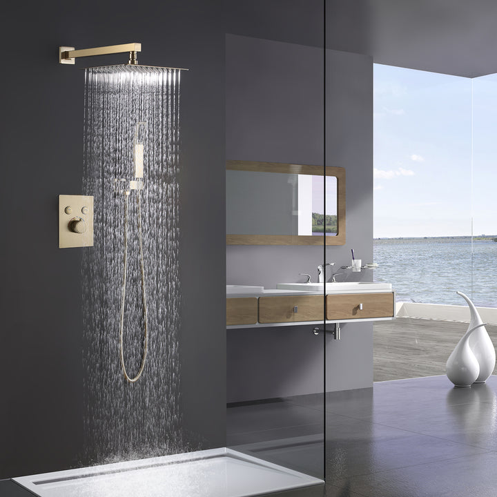 Luxury Wall Mounted Thermostatic Shower System With Rough-In Valve - Modland