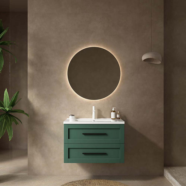 Green floating sink wooden vanity modern design