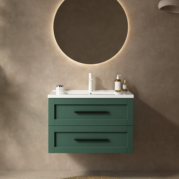 Green floating sink wooden vanity modern design