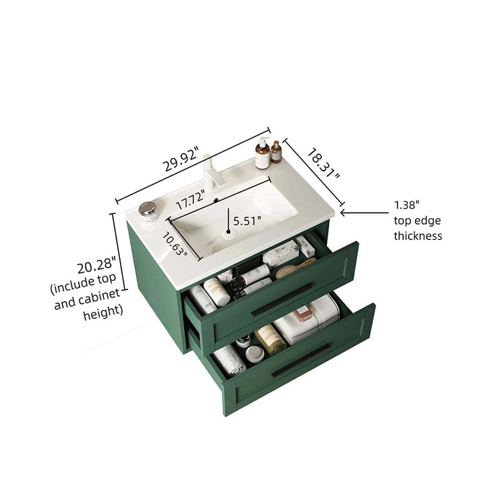 Green modern sink with drawer storage dimensions