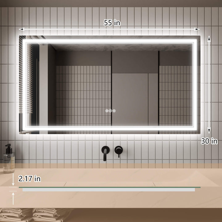 LED Bathroom Vanity Mirror Backlit Front Light Size