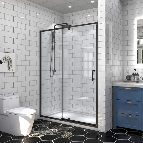 50-54"W X 71" Pivot Swing Semi-Frameless Sliding Shower Door