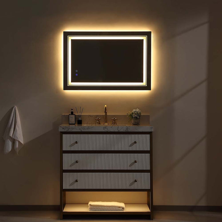 Modern white iron frame bathroom vanity