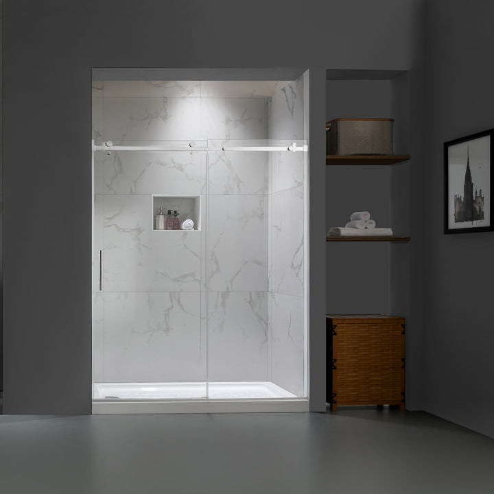 Modland 60x76 Single Sliding Frameless Clear Glass Shower Door - Modland