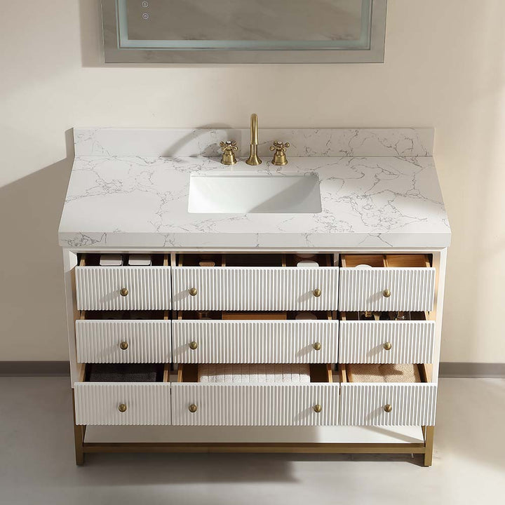 White vanity nterior storage view