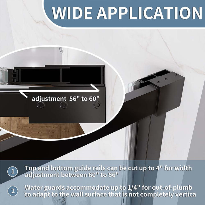 Adjustable shower door installation