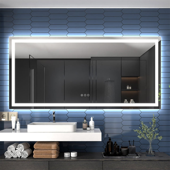 84" W x 40" H Designer Bathroom Mirrors with Elegant Integrated Lighting Features - Modland