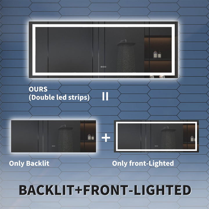 Apex 96" W x 36" H LED Bathroom Large Light Led Mirror Anti Fog - Modland