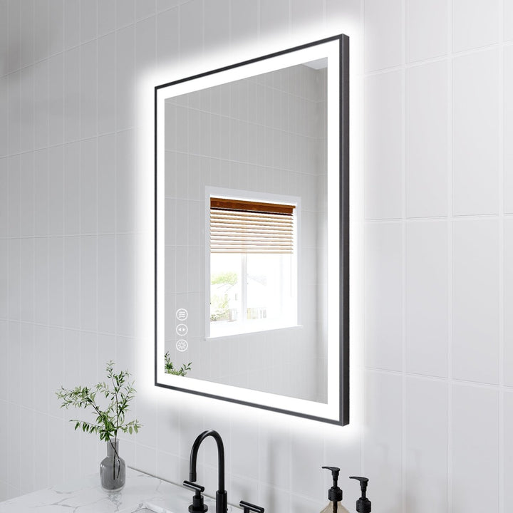 Apex-Noir 24"x32" Framed LED Lighted Bathroom Mirror - Modland