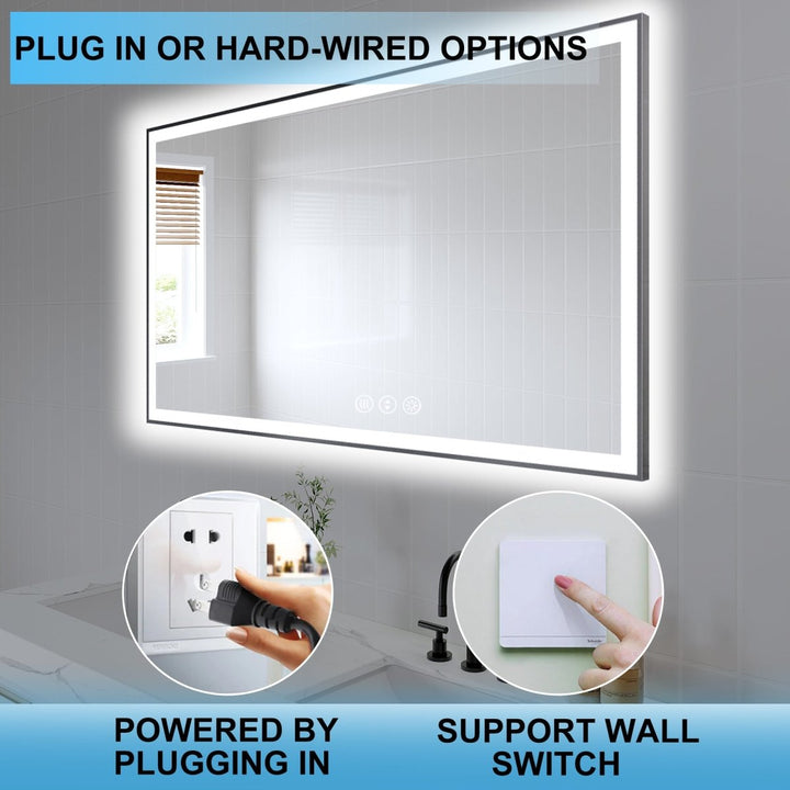 Apex-Noir 24"x32" Framed LED Lighted Bathroom Mirror - Modland