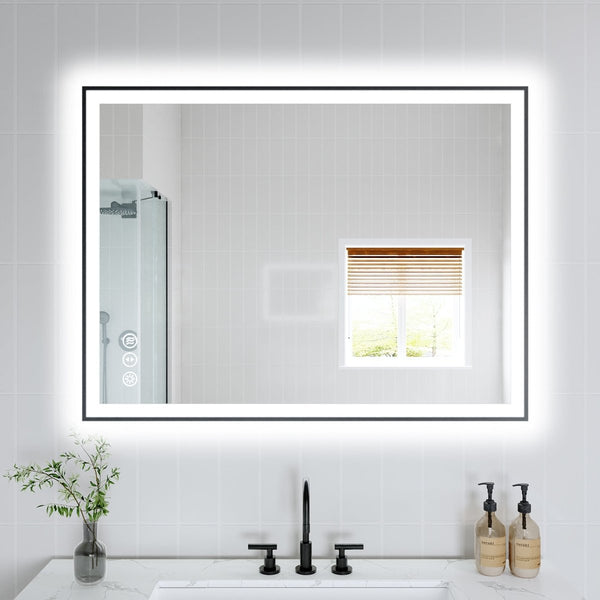 Apex-Noir 40"x30" Framed LED Lighted Bathroom Mirror - Modland