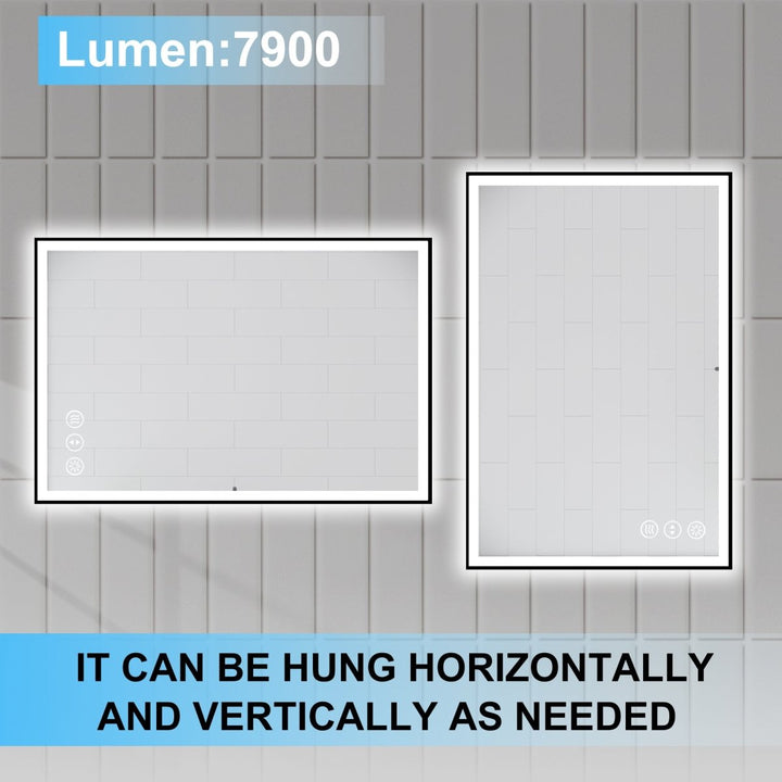 Apex-Noir 48"x32" Framed LED Lighted Bathroom Mirror - Modland