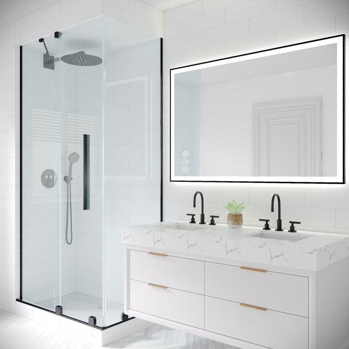 Apex-Noir 48"x32" Framed LED Lighted Bathroom Mirror - Modland