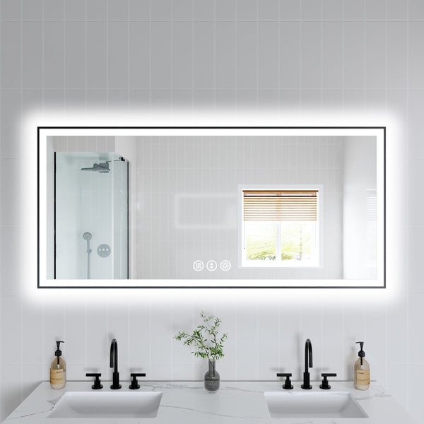 Apex-Noir 60"x28" Framed LED Lighted Bathroom Mirror - Modland