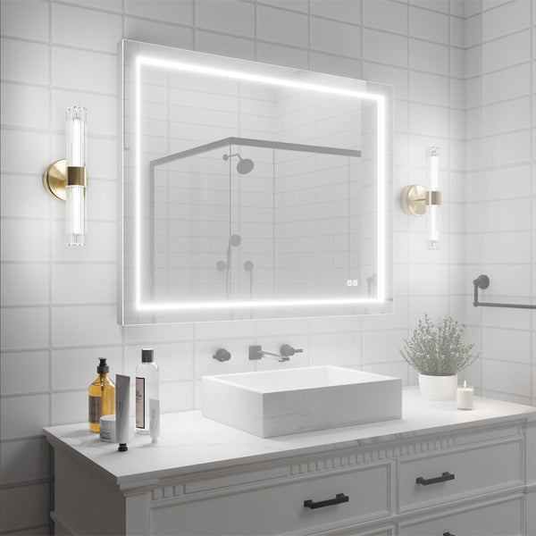 40" x 32" Transparent Frame Bathroom Mirror for Minimalist Look - Modland