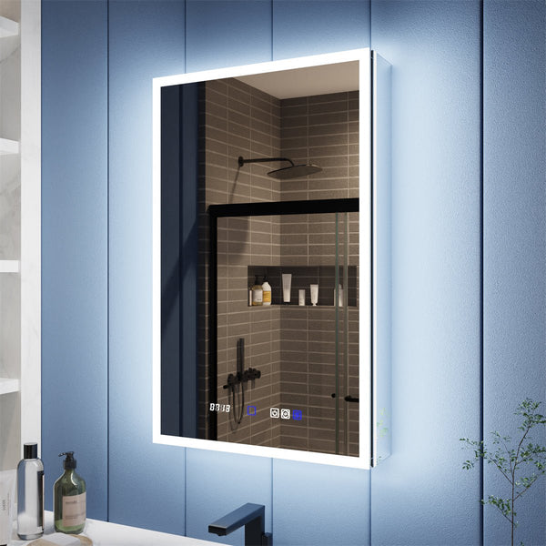 Backlit wall mounted medicine cabinet