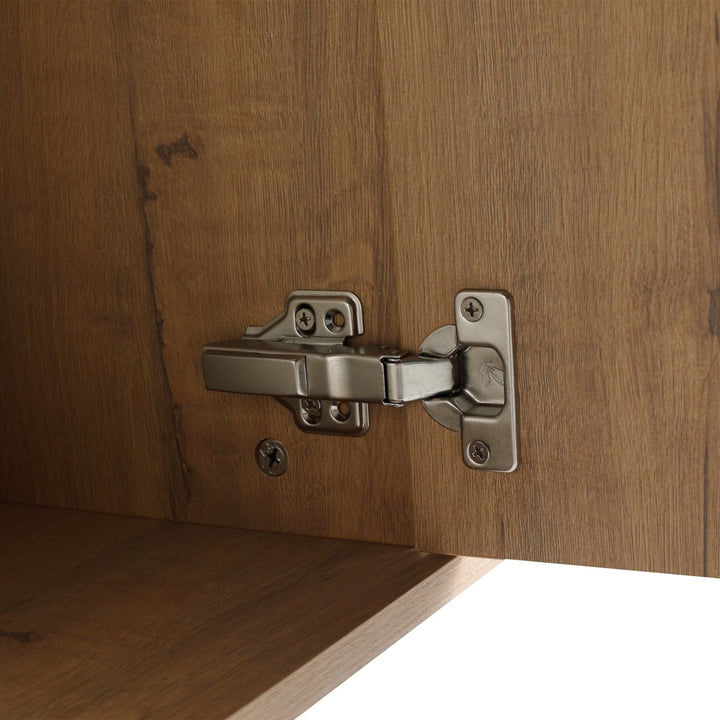 Bathroom cabinet hinge detail