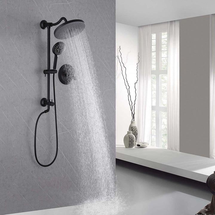 Bathroom matte black shower with handheld flow