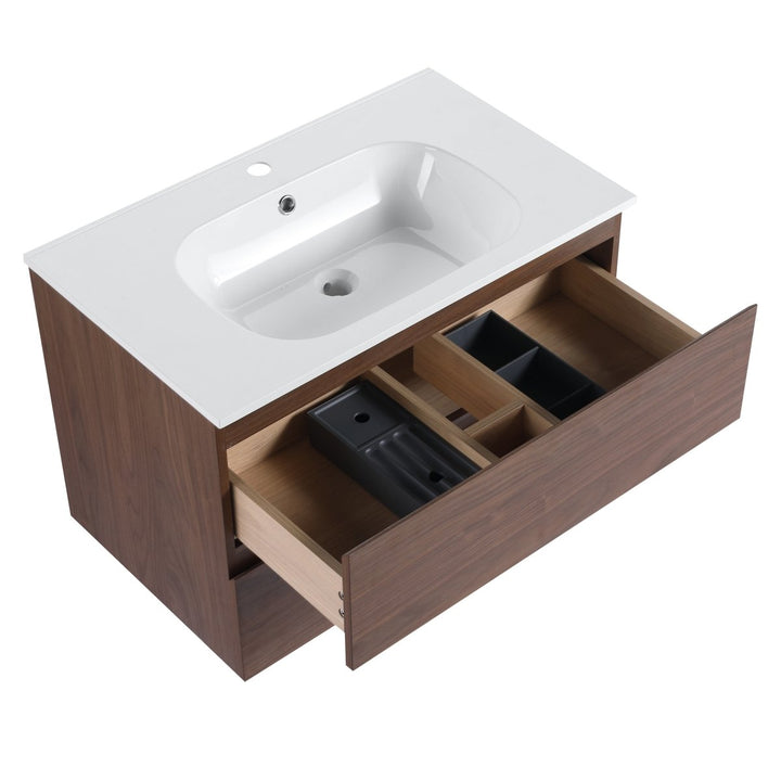 Bathroom vanity detail Brown Oak 