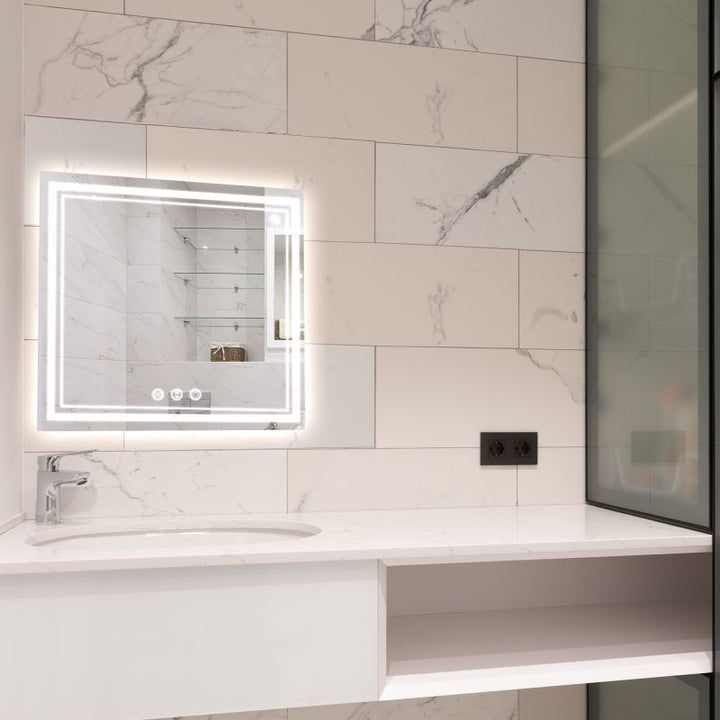 Meduim Rectangular Frameless Anti-Fog Wall Mount Bathroom Vanity Mirror - Modland