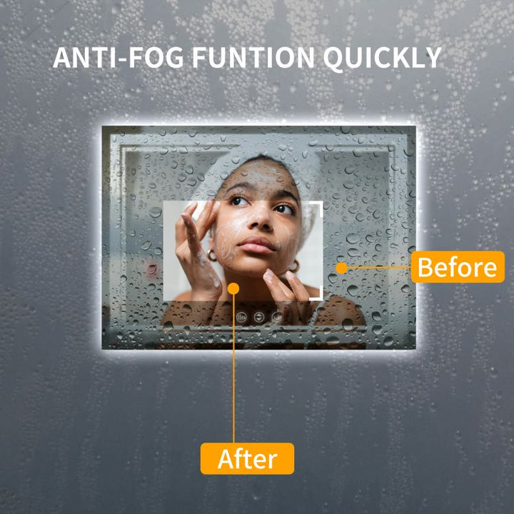Meduim Rectangular Frameless Anti-Fog Wall Mount Bathroom Vanity Mirror - Modland