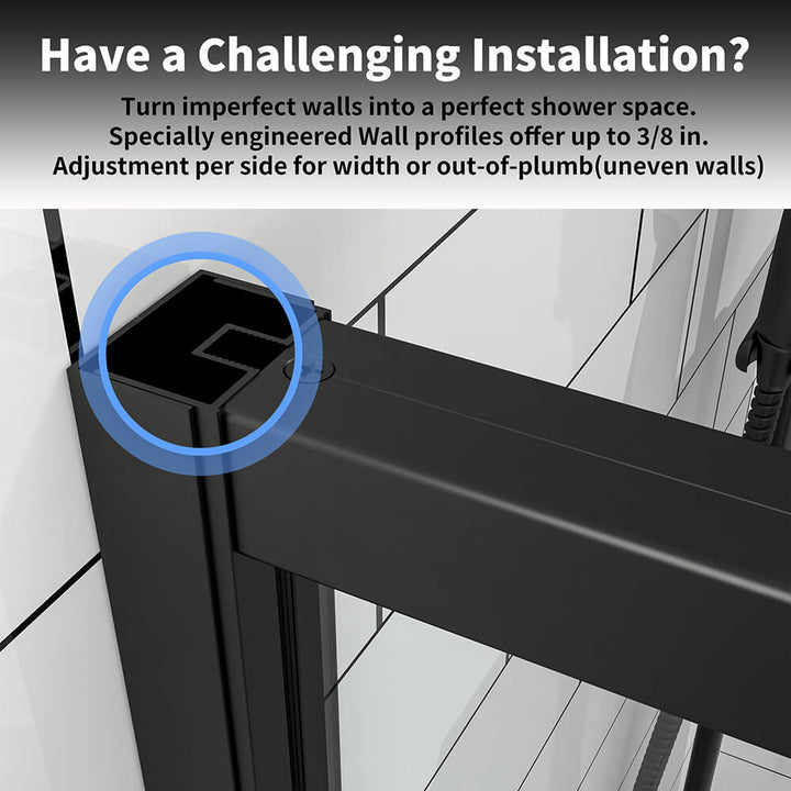 black adjustable wall profile for shower installation