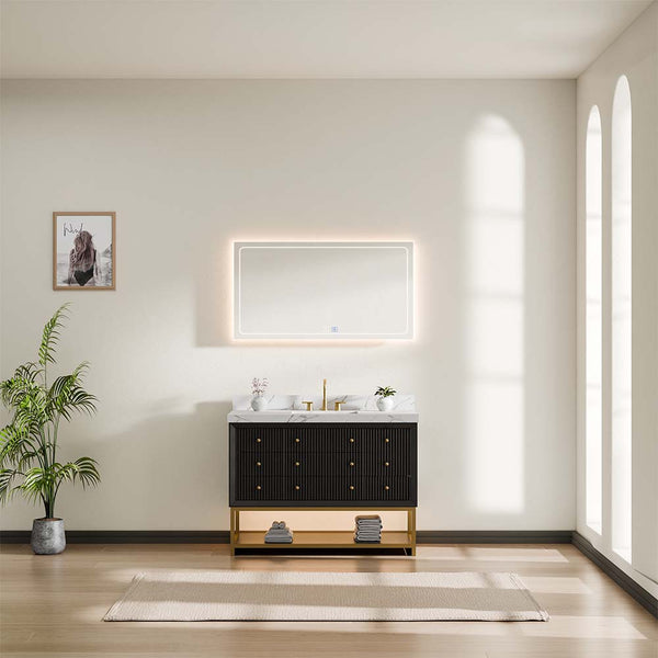 black and gold modern bathroom vanity