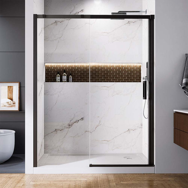 Black frame sliding shower door