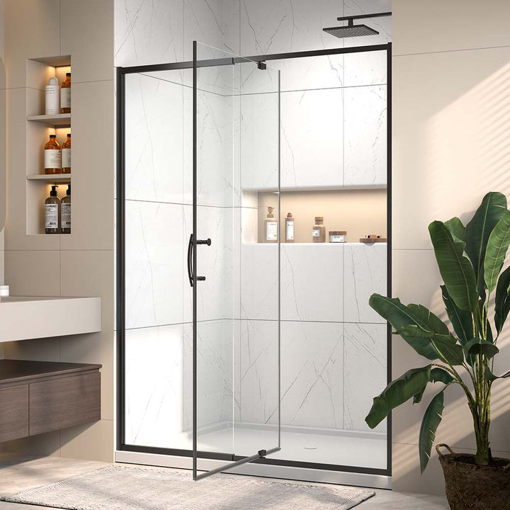 Black framed shower door