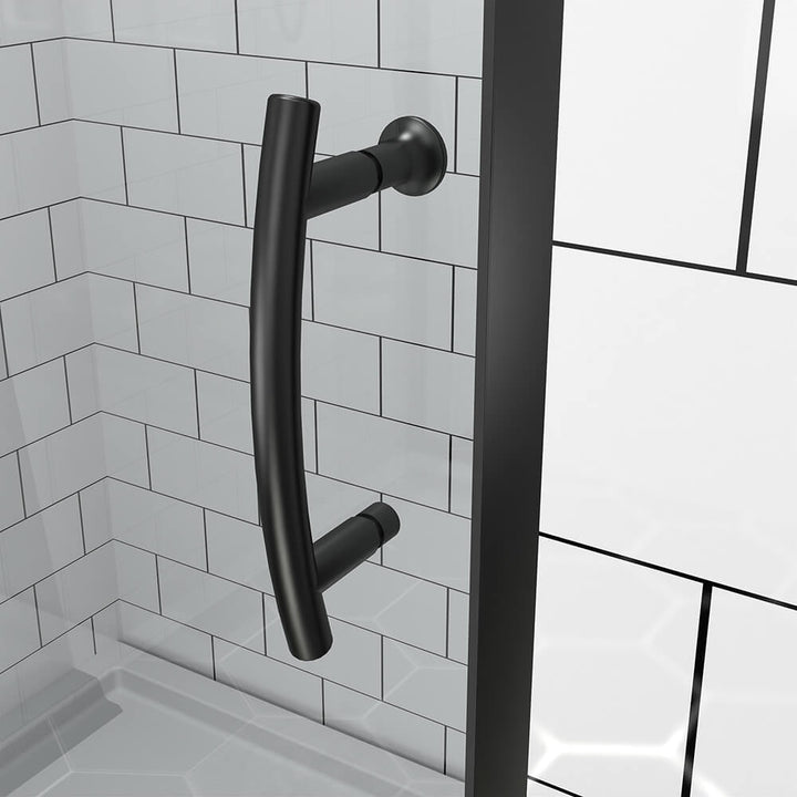 black shower door handle detail