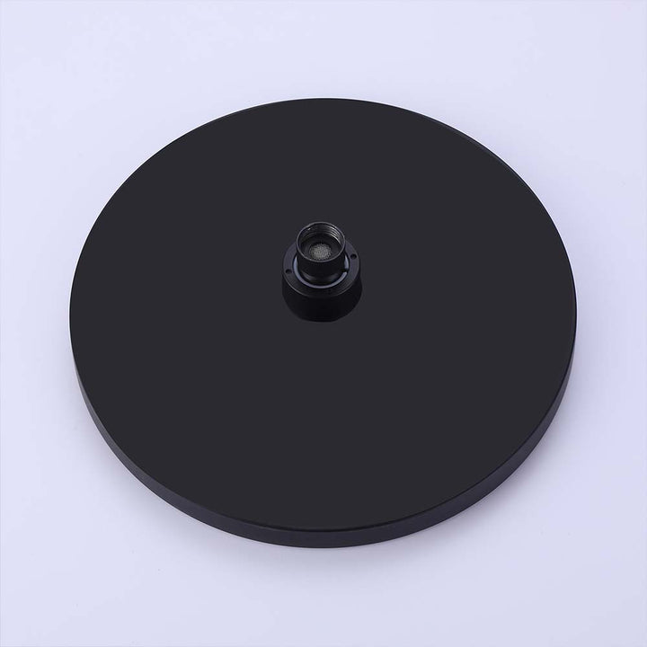 Black shower system rain shower head top view