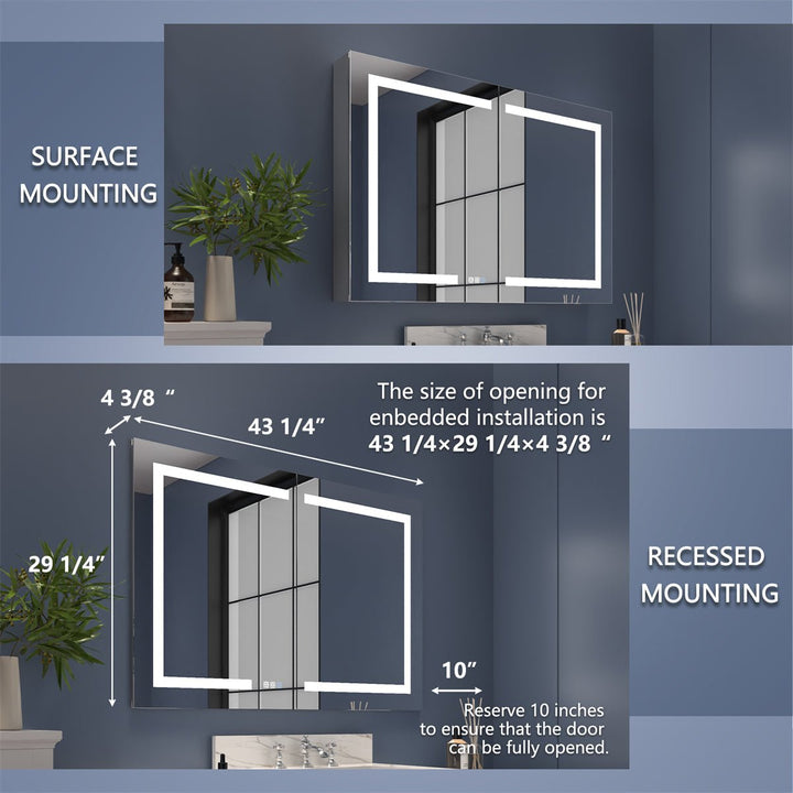 Boost-M1 44" W x 30" H Aluminum Medicine Cabinet Vanity Mirror - Modland