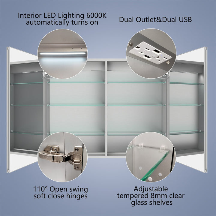 Boost-M1 44" W x 30" H Aluminum Medicine Cabinet Vanity Mirror - Modland