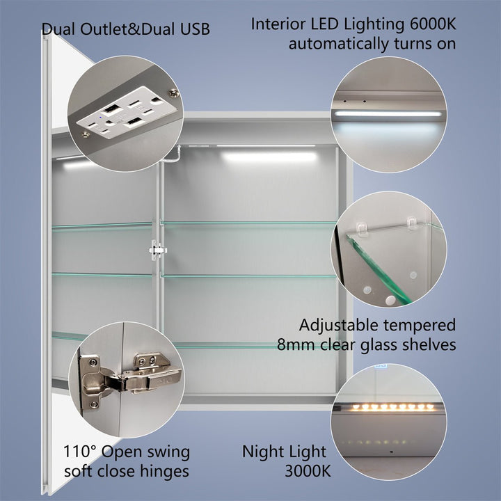 Modland 24" W x 36" H LED Lighted Bathroom Medicine Cabinet - Modland