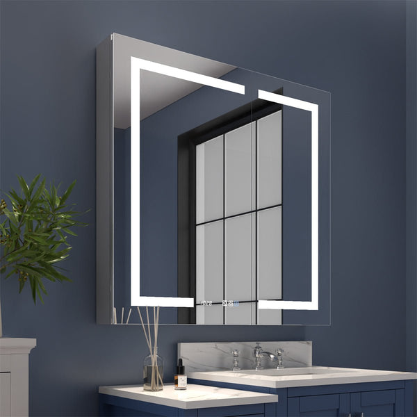 Boost-M2 36" W x 36" H Bathroom Light Medicine Cabinets with Vanity Mirror Recessed or Surface - Modland