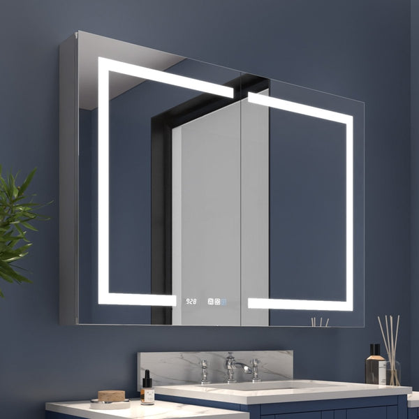 Boost-M2 44" W x 32" H Bathroom Light Medicine Cabinets with Vanity Mirror Recessed or Surface - Modland