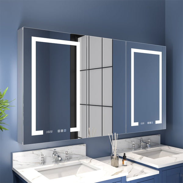 Boost-M2 56" W x 32" H Bathroom Narrow Light Medicine Cabinets with Vanity Mirror Recessed or Surface - Modland