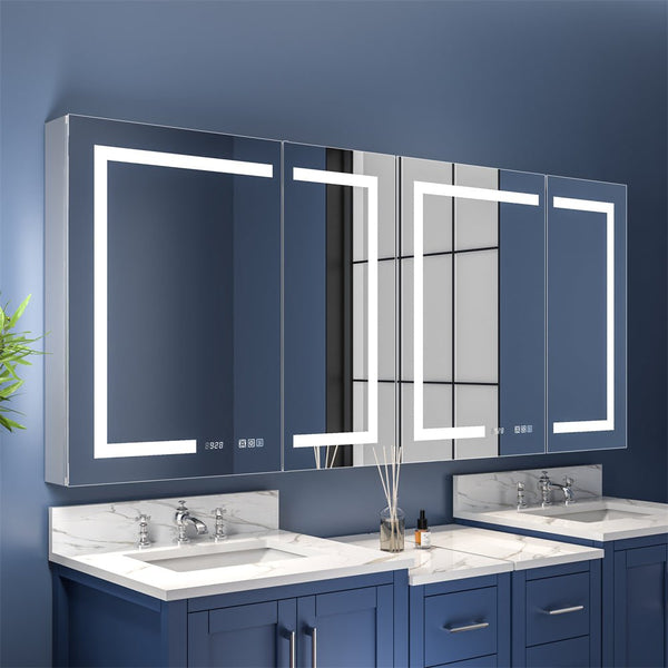 Boost-M2 72" W x 32" H Bathroom Narrow Light Medicine Cabinets with Vanity Mirror Recessed or Surface - Modland