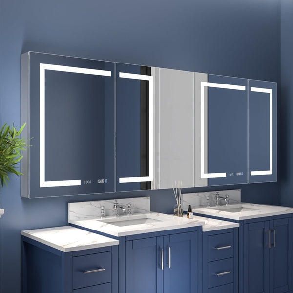 Boost-M2 84" W x 32" H Bathroom Narrow Light Medicine Cabinets with Vanity Mirror Recessed or Surface - Modland